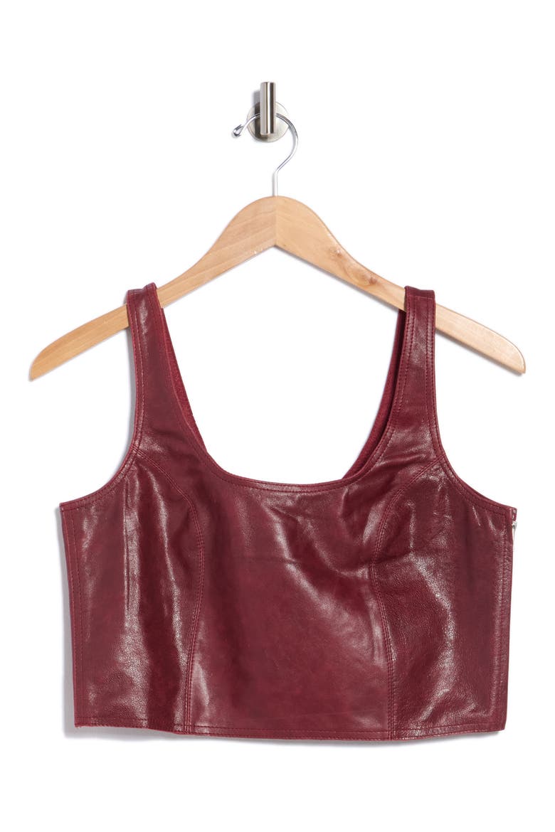 Cary Leather Tank Top, Alternate, color, BURGUNDY LEATHER