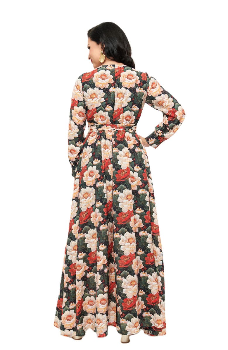 Unique Vintage 1970s Farrah Maxi Dress, Alternate, color, White Red Floral