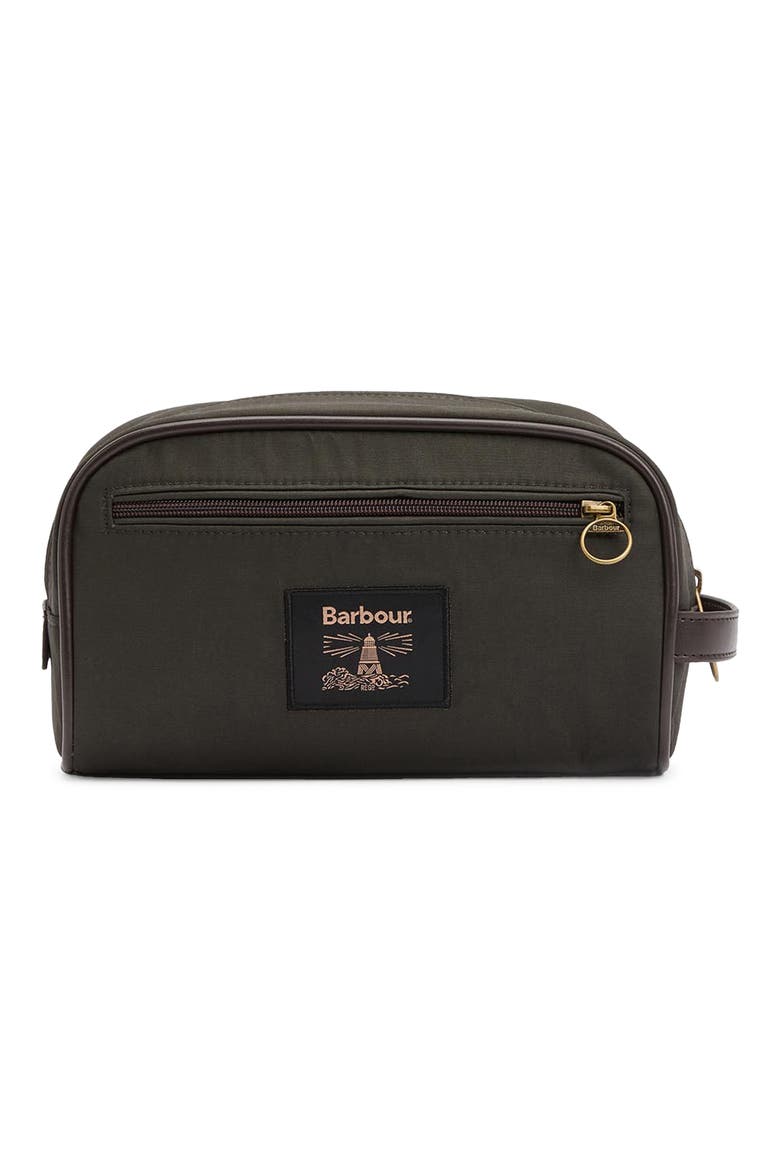 Waxed Cotton Wash Bag, Main, color, OLIVE/BEACON