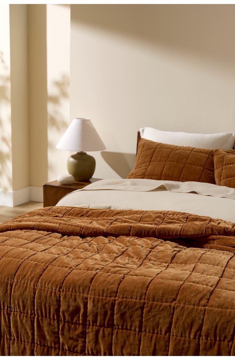 Parachute Hand Stitched Velveteen Quilt, Alternate, color, Tobacco