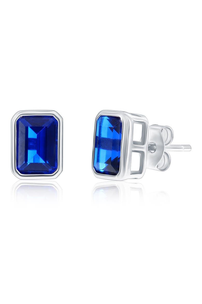 Birthstone Cubic Zirconia Stud Earrings, Main, color, SAPPHIRE