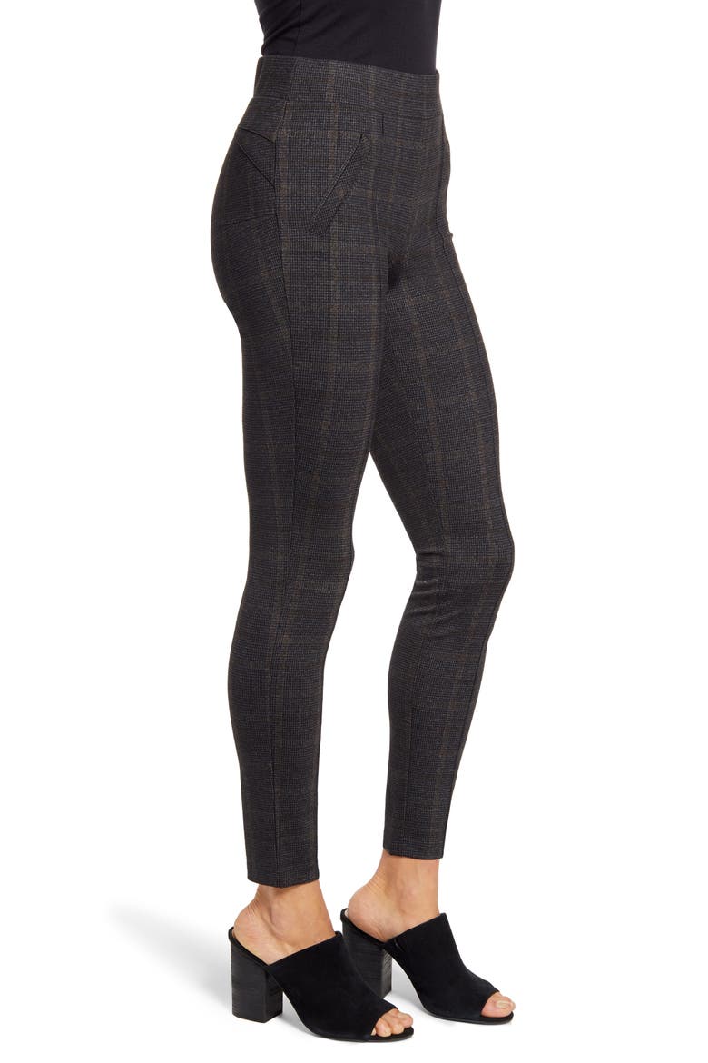 Plaid Ankle Leggings (Nordstrom Exclusive), Alternate, color, CHARCOAL BROWN