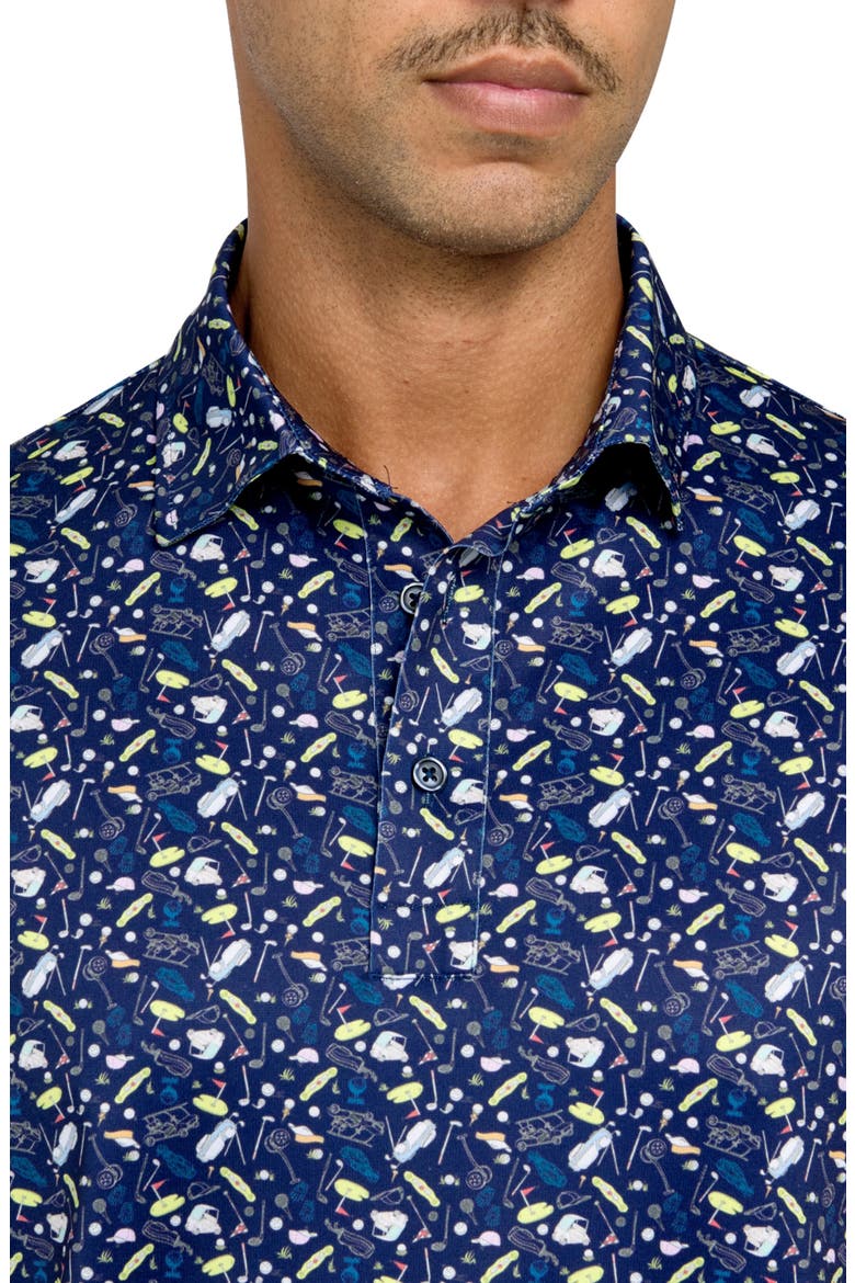 Regular Fit Micro Golf Print  Recycled Performance Golf Polo, Alternate, color, NAVY