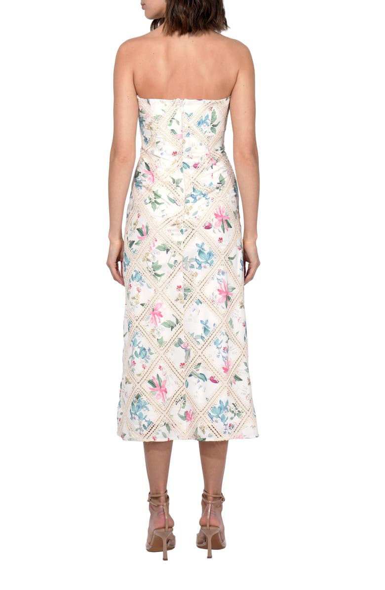 Adelyn Rae Manon Lace Inset Strapless Midi Sundress, Alternate, color, Ivory