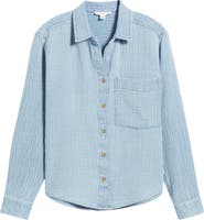 beachlunchlounge Connie Cotton Gauze Button-Up Shirt