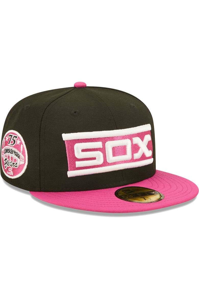 Men's New Era Black/Pink Chicago White Sox Comiskey Park 75th Anniversary  Passion 59FIFTY Fitted Hat, Main, color, Black