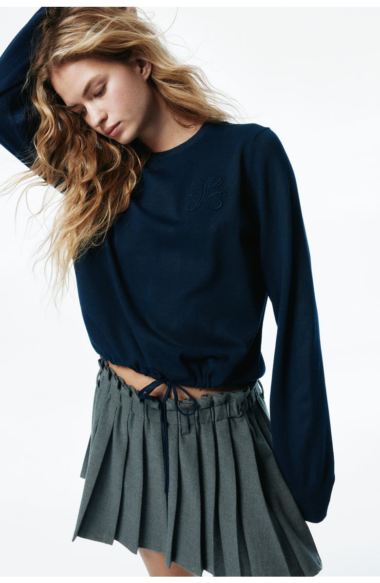 H&M Drawstring Jumper, Alternate, color, Dark Blue