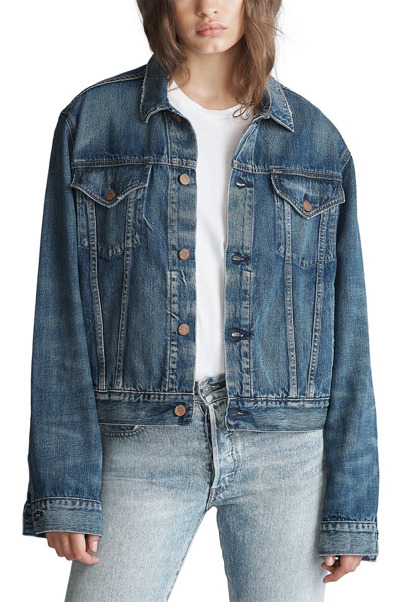 Denim Trucker Jacket, Main, color, INDIGO BLUE