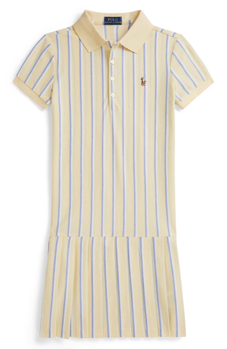 Polo Ralph Lauren Kids' Stripe Cotton Piqué Polo Dress, Main, color, Wicket Yellow