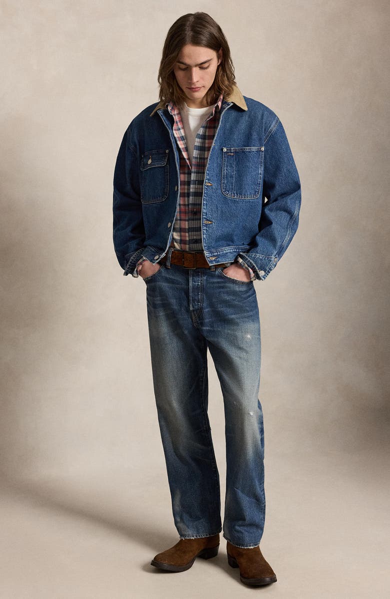 Polo Ralph Lauren Corduroy Collar Denim Trucker Jacket, Alternate, color, Outpost