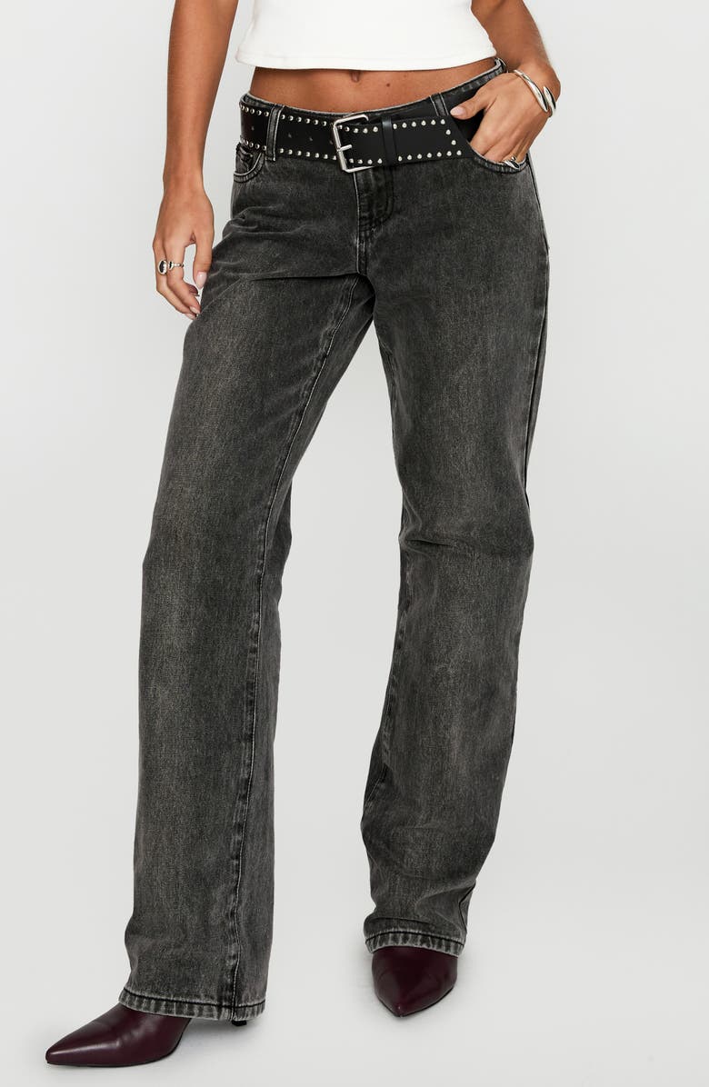 Princess Polly Better Half Low Rise Organic & Recycled Cotton Jeans, Main, color, Charcoal