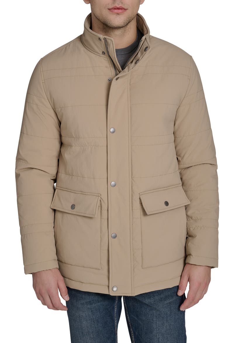 Stretch Crinkle Quilted Jacket, Main, color, KHAKI