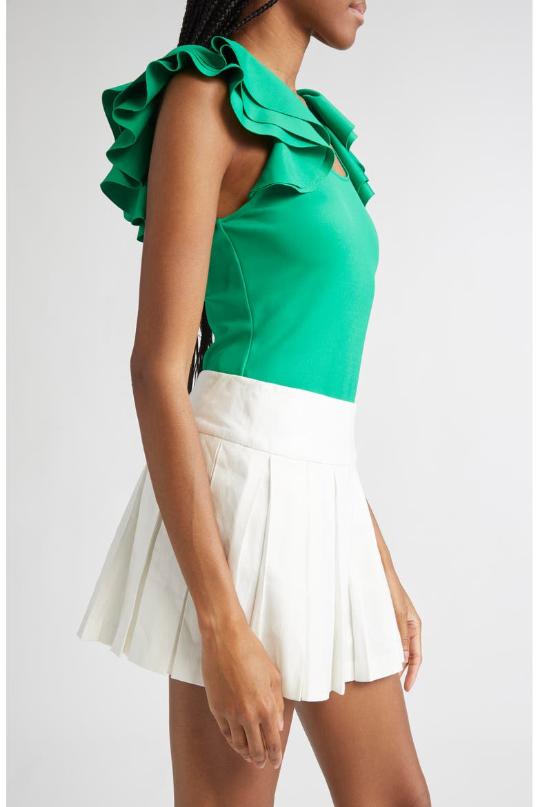 Tawny Ruffle Sleeve Bodysuit, Alternate, color, LIGHT EMERALD