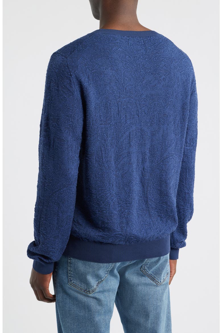 Floral Paisley Jacquard Cotton Crewneck Sweatshirt, Alternate, color, BLUE