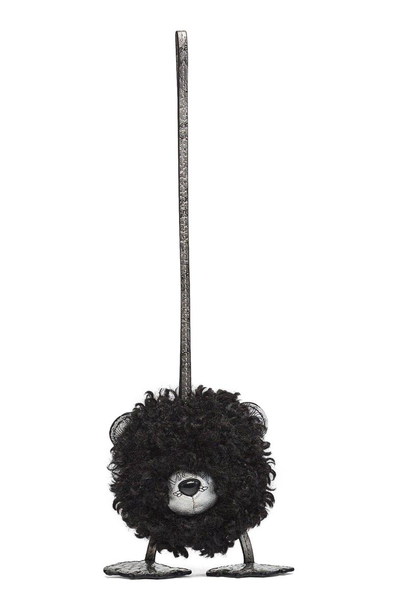 MCM Aren Bear Charm in Faux Fur, Main, color, Black
