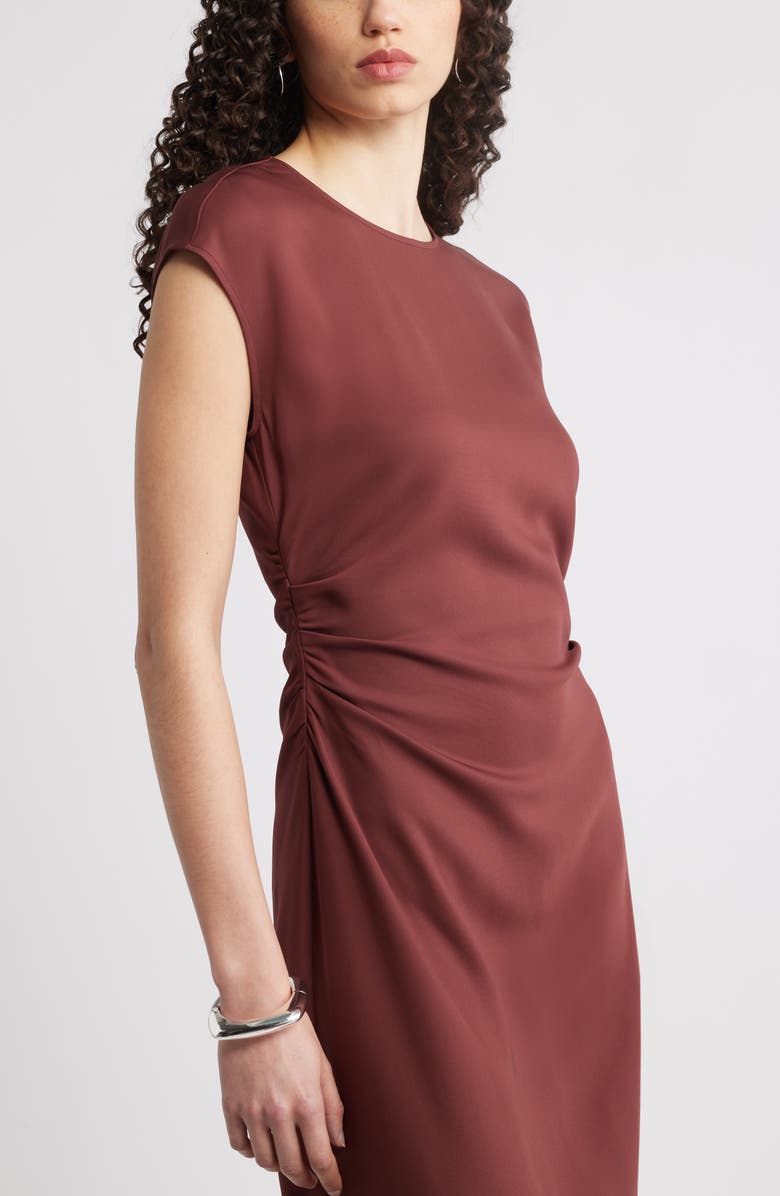 Nordstrom Drape Cap Sleeve Maxi Dress, Alternate, color, Brown Raisin