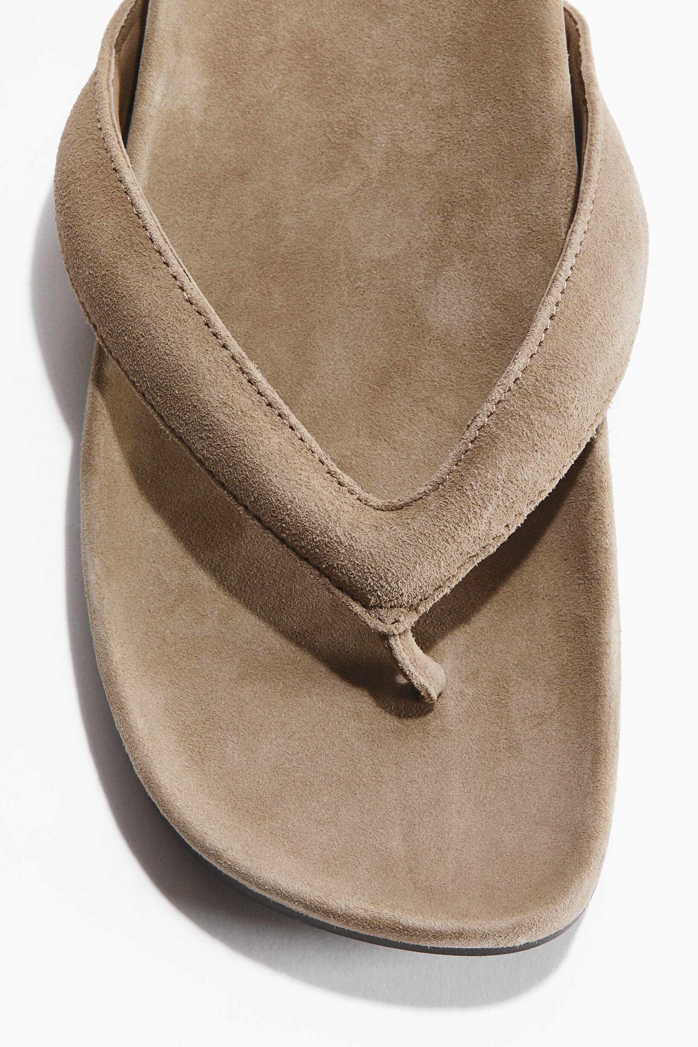 H&M Leather Flip-flops, Alternate, color, Taupe