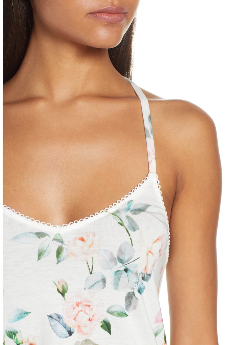 Pia Floral Print Chemise, Alternate, color, IVORY