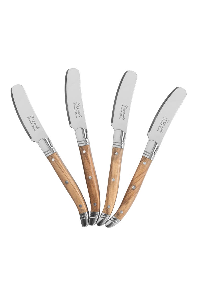 Set of 4 Laguiole Olive Wood Handle Spreaders, Alternate, color, OLIVE WOOD