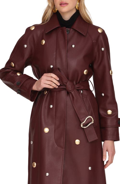 Avec Les Filles Faux-ever Leather™ Classic Belted Trench Coat In Brown