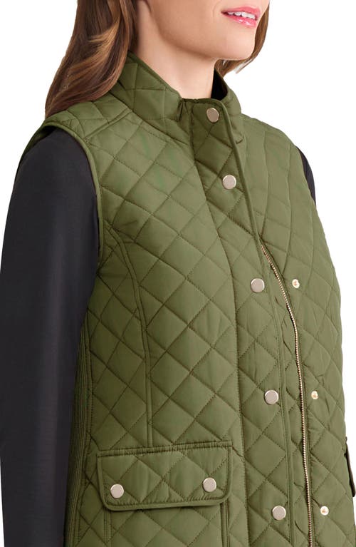 Jones New York Quilted Vest In Green