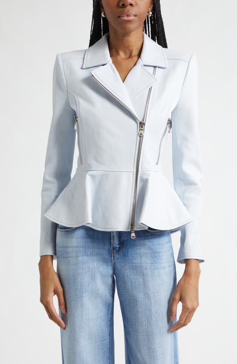 Lyric Peplum Leather Biker Jacket