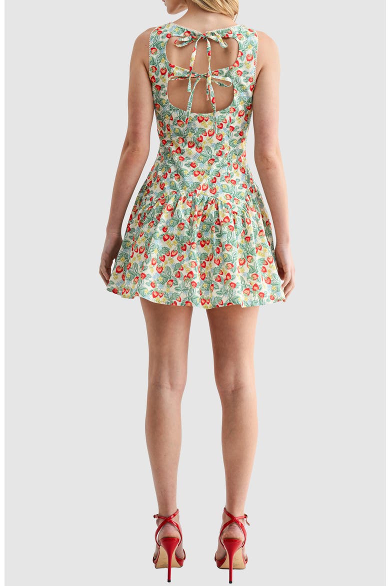 Back Tie Drop Waist Minidress, Alternate, color, STRAWBERRY PRINT