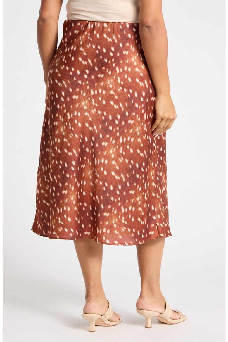 Bambi Satin Midi Skirt, Alternate, color, BROWN/ RUST