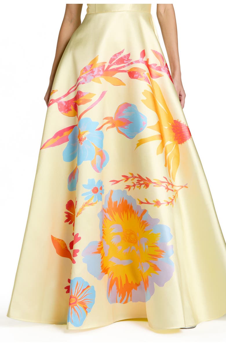 Mac Duggal Women’s Strapless Floral Printed Mikado Ball Gown, Alternate, color, Butter Multi