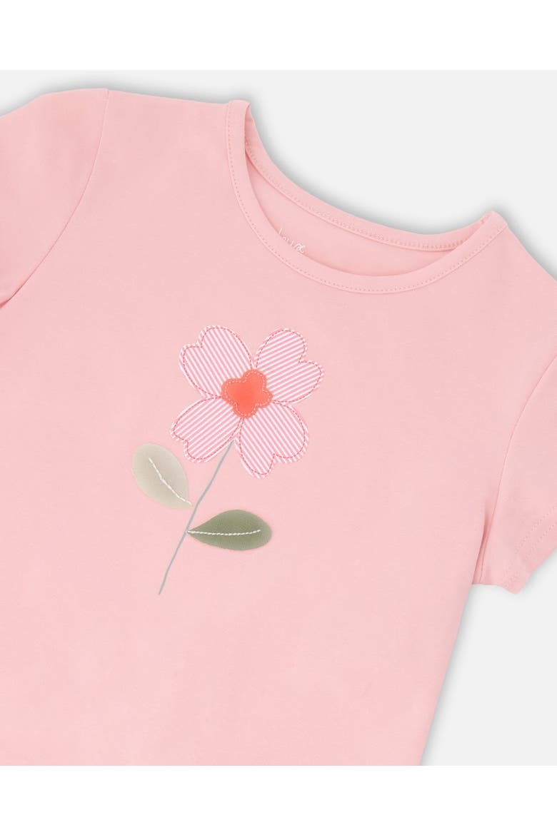 Organic Cotton Bi-Material Short Sleeve Tunic with Ruffle, Alternate, color, Dusty Pink