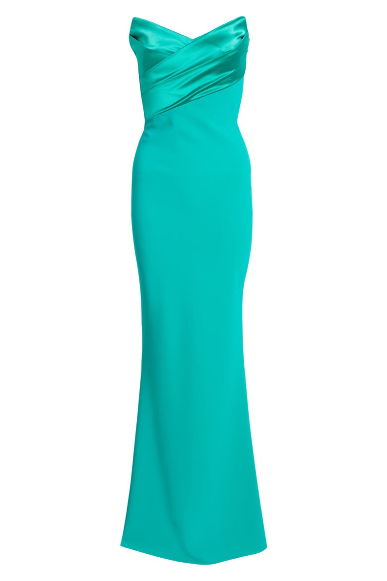 Bairei Strapless Trumpet Gown, Alternate, color, EMERALDO