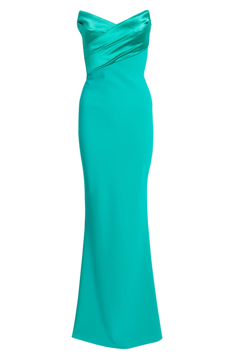 Chiara Boni La Petite Robe Bairei Strapless Trumpet Gown, Alternate, color, Emeraldo