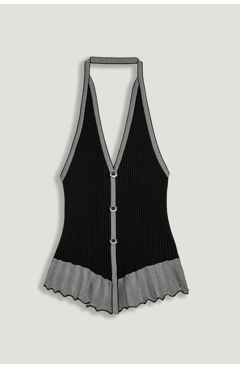 Nocturne Halter Ribbed Knit Top, Alternate, color, Black