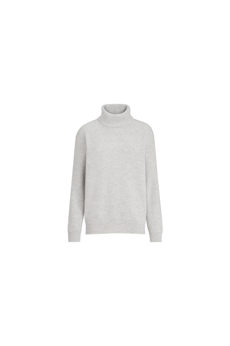 Cashmere English rib turtleneck sweater with monili, Alternate, color, Pebble