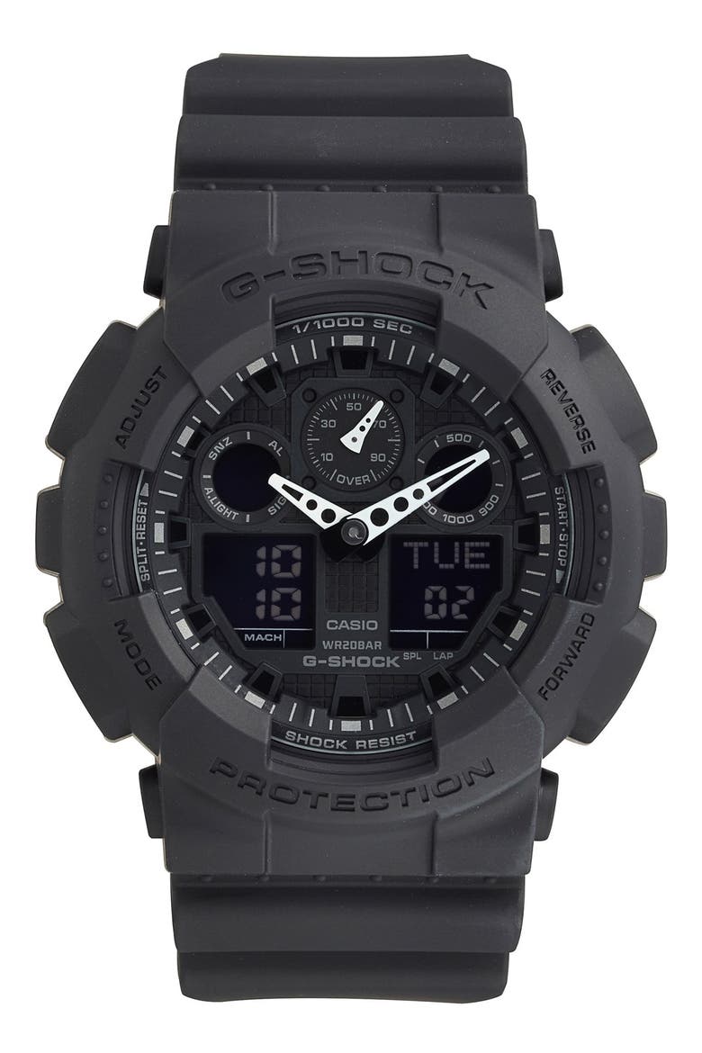 'Big Combi' Watch, 55mm x 51mm, Main, color, BLACK/ BLACK
