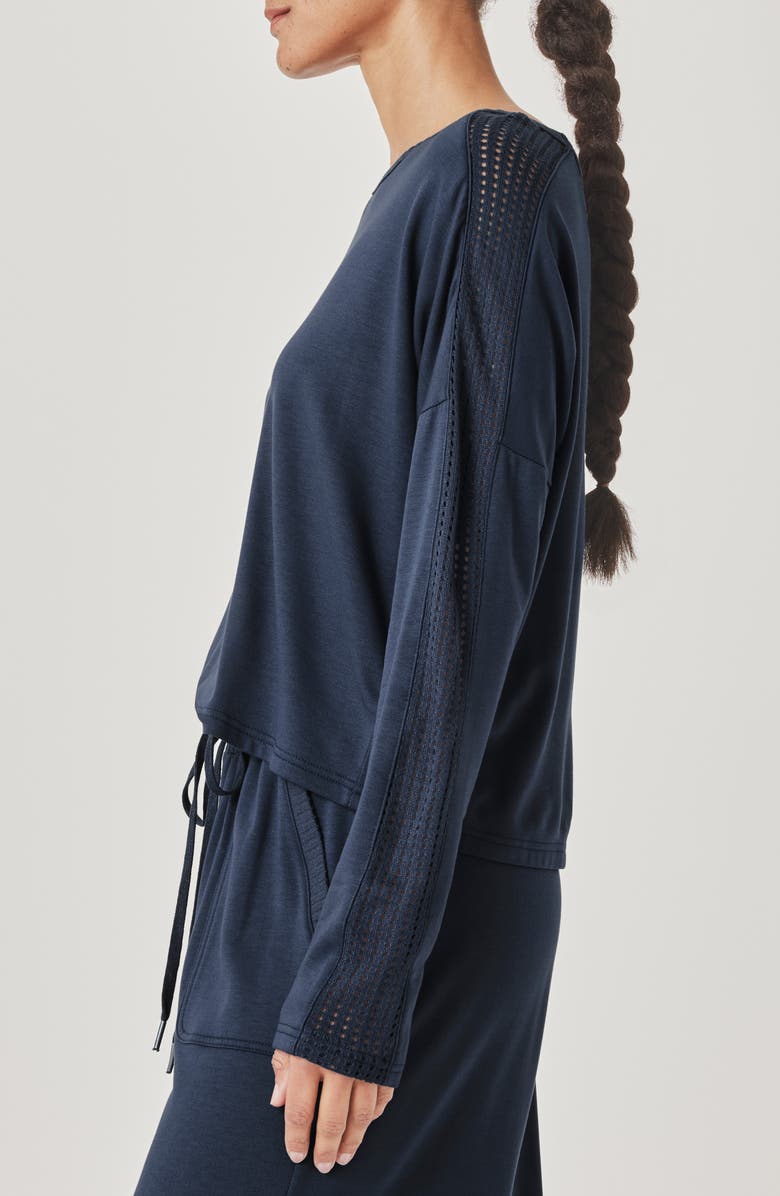 Splendid Jada Pointelle Sweatshirt, Alternate, color, Navy Blue