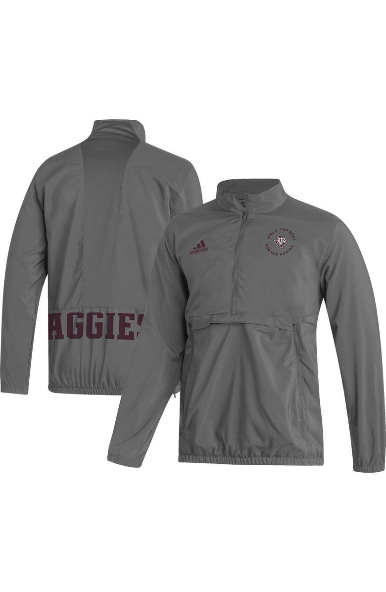 adidas Men's adidas Gray Texas A&M Aggies AEROREADY Half-Zip Jacket, Main, color, Gray
