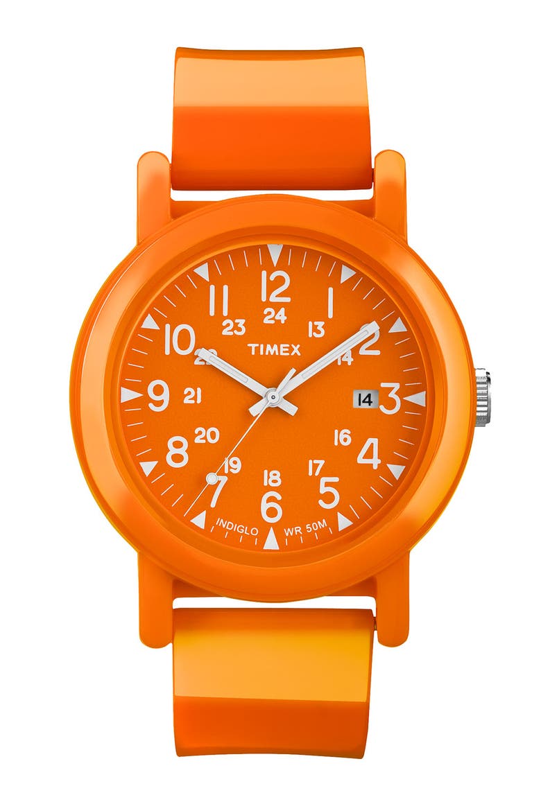'Camper' Strap Watch, Main, color, ORANGE GLOSS
