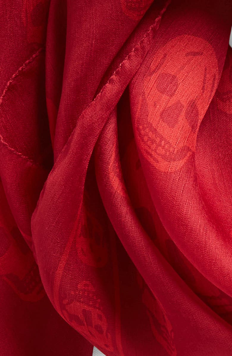 McQueen Alexander McQueen Skull Silk Scarf, Alternate, color, 6274 Dark Red/ Welsh Red