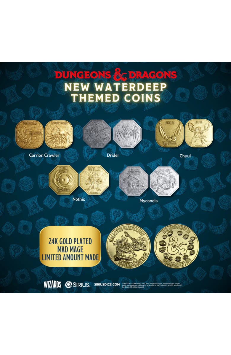 Dungeons & Dragons Undermountain Treasure Pack Dice Coin Set, Alternate, color, Multicolored