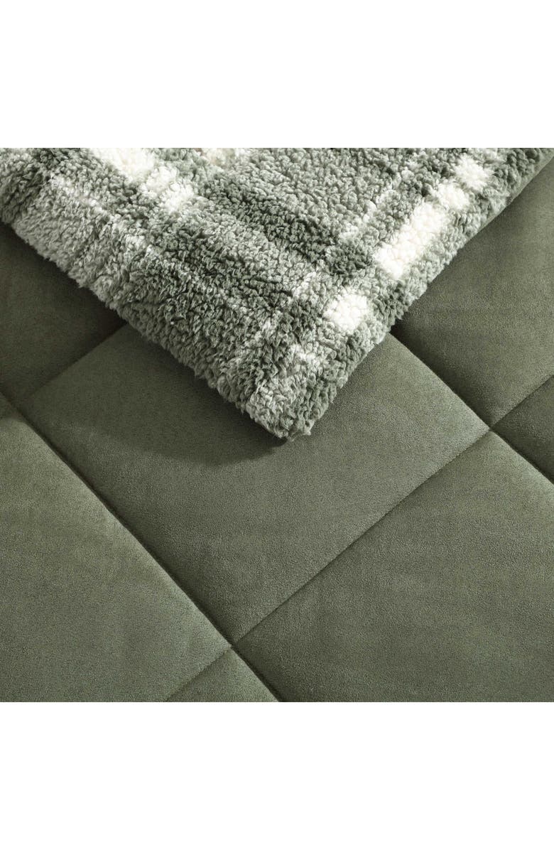 Eddie Bauer Big Lake Plaid Reversible Faux Shearling Comforter Set, Alternate, color, Green