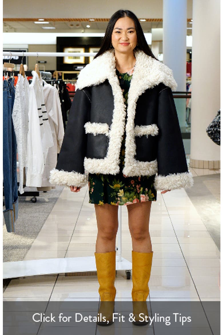Kiki Faux Leather Jacket with High Pile Fleece Trim video