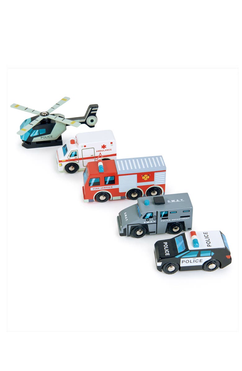 Tender Leaf Toys Emergency Vehicle Wooden Toy Set, Alternate, color, Multi