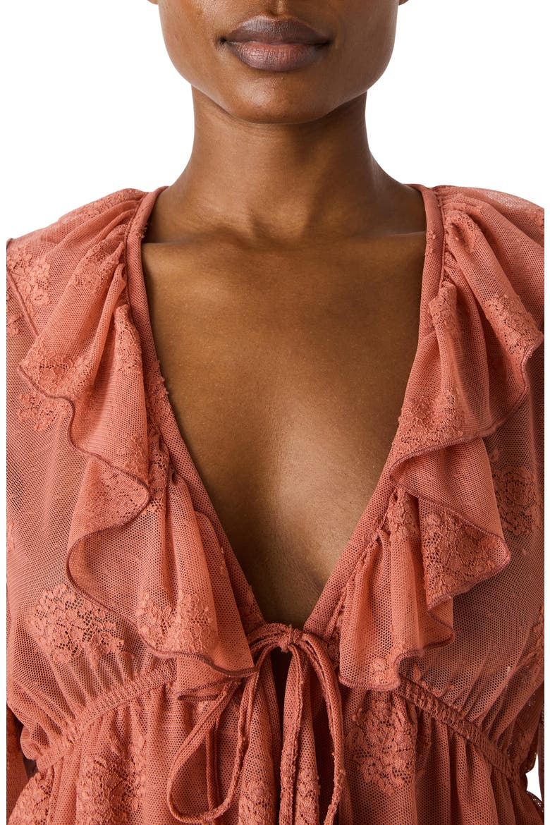 Montana Floral Embroidery Ruffle Detail Knit Top, Alternate, color, CANYON ROSE