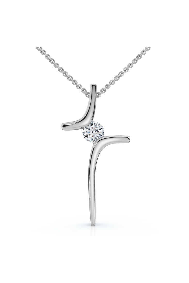 Diamond Cross Pendant Gold 18" Necklace 5/8" Tall Lab G, Main, color, White Gold