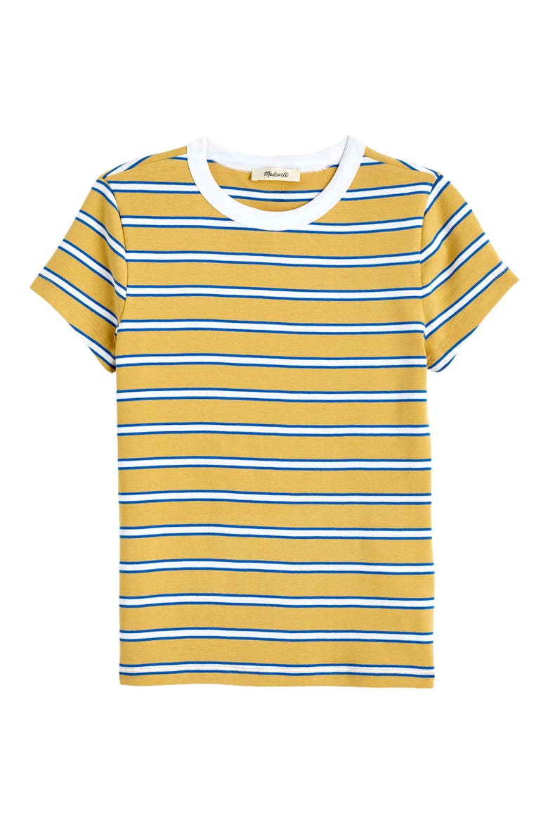 The '90s Crewneck Cotton T-Shirt, Alternate, color, RETRO YELLOW STRIPE