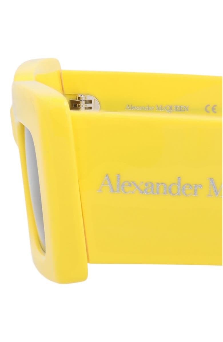 McQueen 50mm Rectangular Sunglasses, Alternate, color, Yellow Yellow Brown