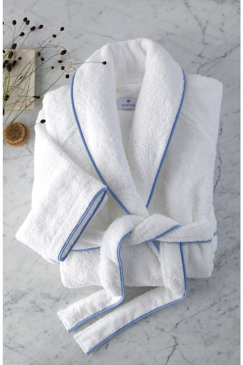 Cairo Terry Robe, Alternate, color, WHITE/ AZURE
