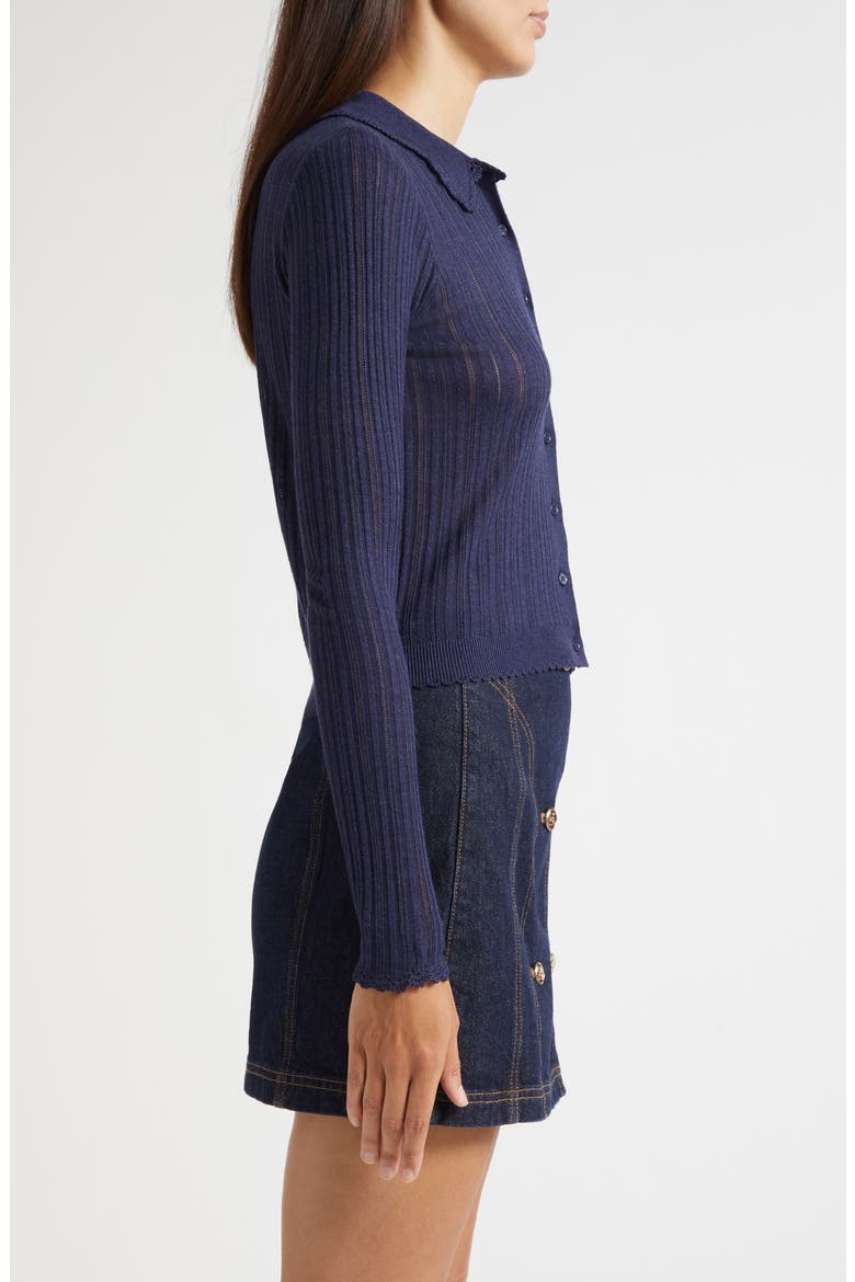 Lottie Pointelle Rib Cardigan, Alternate, color, MIDNIGHT