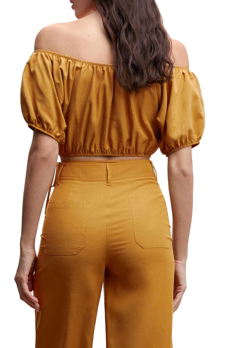 MANGO Off the Shoulder Crop Top, Alternate, color,